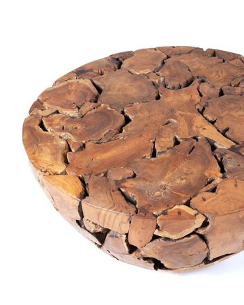 Table basse ronde rustique samán en bois massif naturel Banbalo, faite à la main avec finition naturelle, 43 cm Hauteur 100 cm Diamètre, origine Indonésie 3