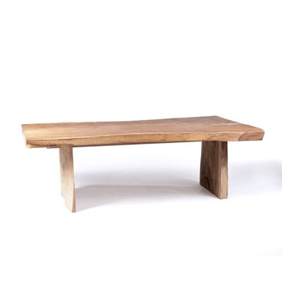 Rectangular solid natural saman Bitung wood dining table, handmade from a single piece with natural finish, check the measurements available in stock, origin Indonesia