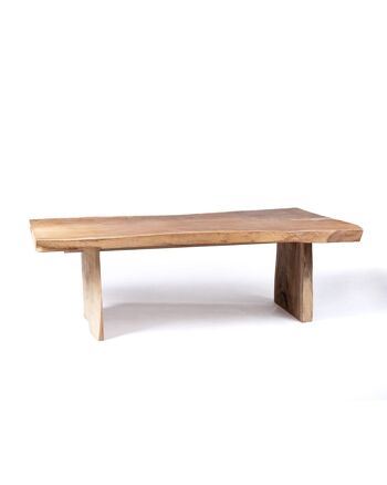Table à manger rectangulaire en bois Bitung saman naturel massif massif, fabriquée à la main à partir d'une seule pièce avec finition naturelle, vérifiez les mesures disponibles en stock, origine Indonésie 1