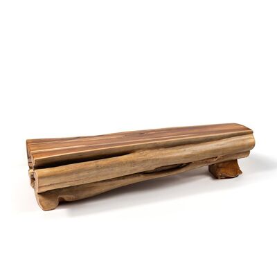 Table basse en bois de teck massif naturel Uner rustico, finition naturelle faite à la main, Longueur 218cm x Largeur 80cm x Hauteur 50cm, origine Indonésie
