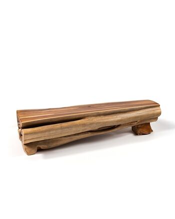 Table basse en bois de teck massif naturel Uner rustico, finition naturelle faite à la main, Longueur 218cm x Largeur 80cm x Hauteur 50cm, origine Indonésie 1