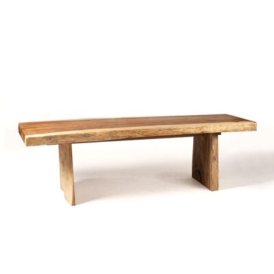 Rectangular natural solid Samán Malino wood dining table, handmade in a single piece with natural finish, check available measurements, origin Indonesia