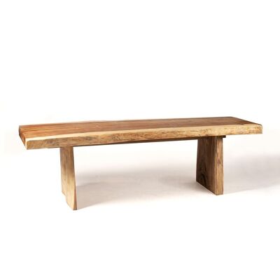 Table à manger rectangulaire en bois massif naturel Samán Malino, fabriquée à la main en une seule pièce avec finition naturelle, vérifiez les mesures disponibles, origine Indonésie