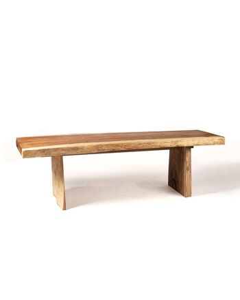 Table à manger rectangulaire en bois massif naturel Samán Malino, fabriquée à la main en une seule pièce avec finition naturelle, vérifiez les mesures disponibles, origine Indonésie 1