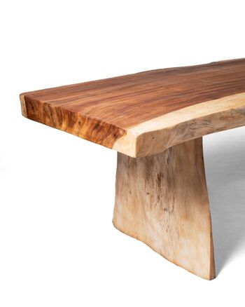 Table à manger rectangulaire en bois massif naturel Samán Malino, fabriquée à la main en une seule pièce avec finition naturelle, vérifiez les mesures disponibles, origine Indonésie 2