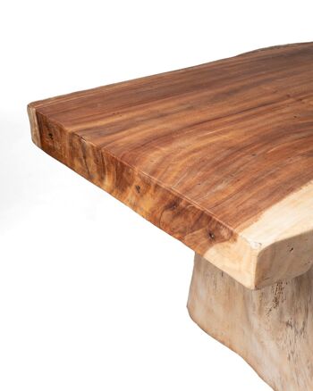 Table à manger rectangulaire en bois massif naturel Samán Malino, fabriquée à la main en une seule pièce avec finition naturelle, vérifiez les mesures disponibles, origine Indonésie 3