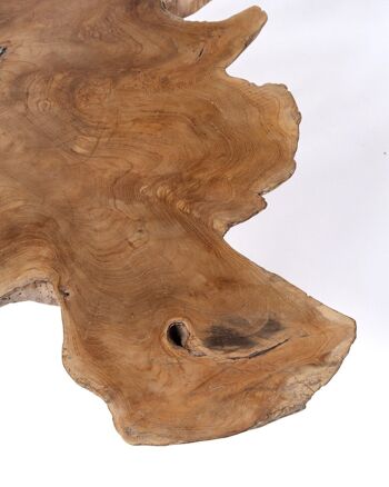 Table basse en bois de teck massif naturel Taipa, tronc rustique, fait main avec finition naturelle et pieds en bois, différentes tailles disponibles, origine indonésienne 4