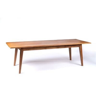 Mesa de comedor de madera maciza natural de teca Sedoa rectangular, hecha a mano con acabado natural, origen Indonesia