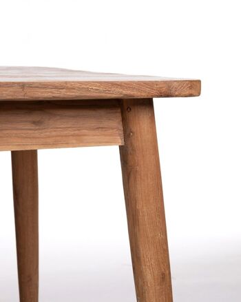 Table de salle à manger rectangulaire Bulu en bois de teck massif naturel, faite à la main avec finition naturelle, 79 cm de hauteur 130 cm de longueur 79,5 cm de profondeur, origine Indonésie 5