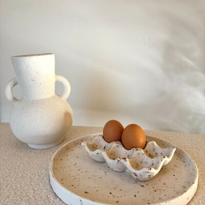 handmade egg support tray in jesmonite color choice