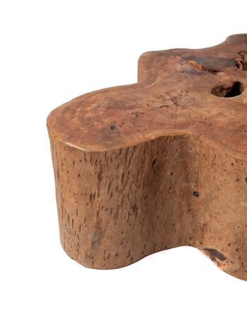 Table basse en bois de teck massif naturel Tronc rustique Taliabu, fait main avec finition naturelle, 40 cm Hauteur 108 cm Longueur 76 cm Profondeur, origine Indonésie 3