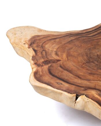 Table basse en bois de saman massif naturel Malle rustique Samama, faite à la main avec finition naturelle et pieds en bois, 45 cm Hauteur 165 cm Longueur 150 cm Profondeur, fabriquée en Indonésie 4
