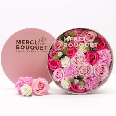 Pink Soap Flowers - Bouquet Rond-l Amoureuse