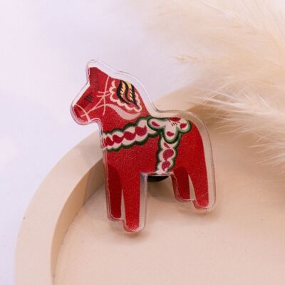 Pin Dala Caballo Suecia Acrílico - Regalo Suecia Broche de Caballo