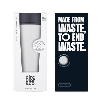 Taza circular de 16 oz Chalk & Storm Grey (1 x paquete de 8) Taza de café reutilizable sostenible