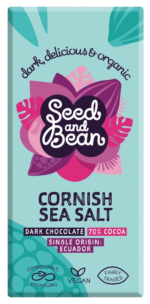 Seed and Bean Cornish Sea Salt Dark 70% Organic 10x75g Chocolate Bar