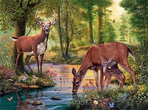 Diamond Painting Deers, 60x40 cm, Round Drills