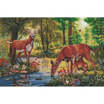 Peinture diamant cerfs, 60x40 cm, forets ronds 3