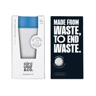 Taza circular de 12 oz de tiza y azul pacífico (1 x paquete de 8) Taza de café reutilizable sostenible