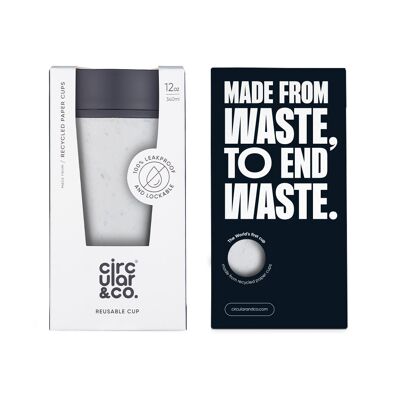 Taza circular de 12 oz Chalk and Storm Grey (1 x paquete de 8) Taza de café reutilizable sostenible