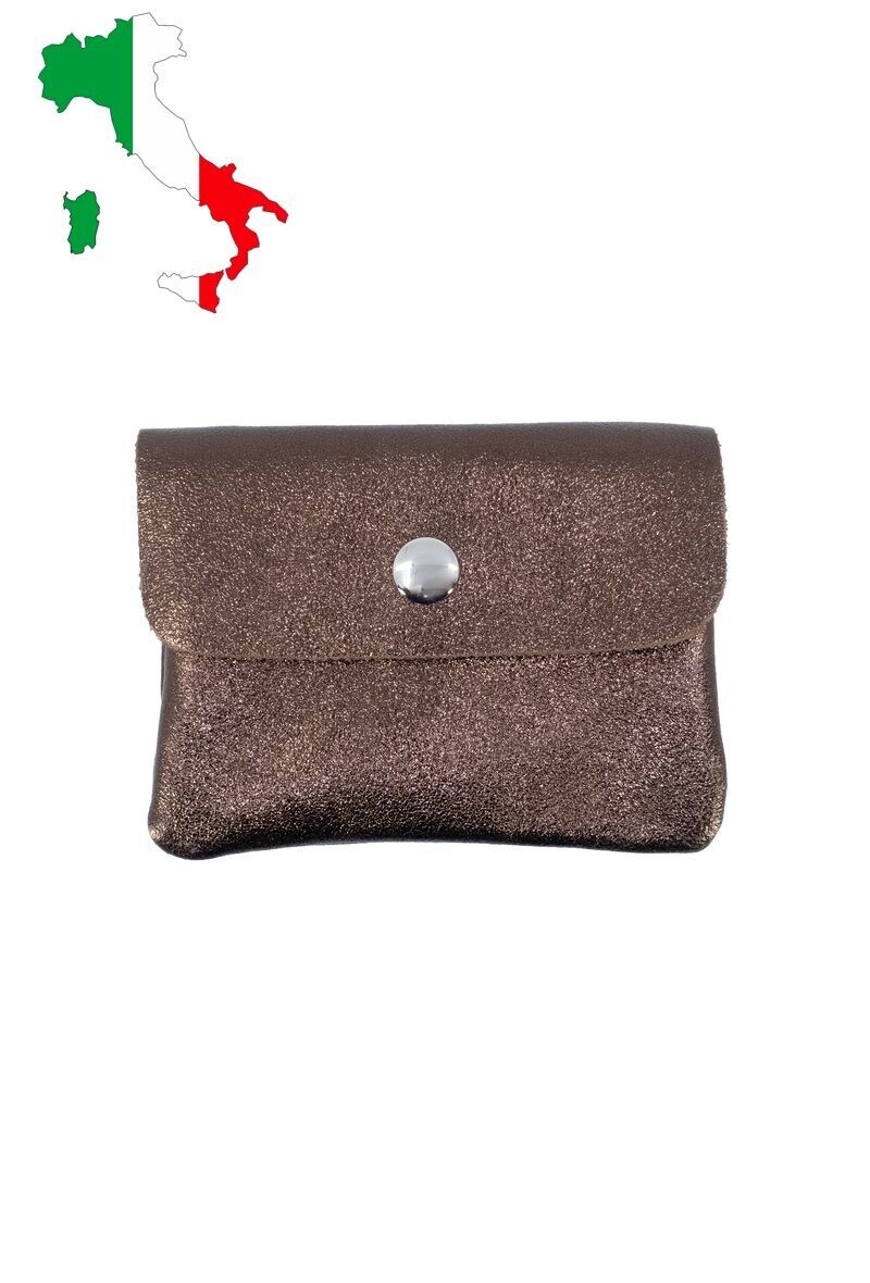Petit porte monnaie en cuir irisé métallisé pailletté ITP1058
