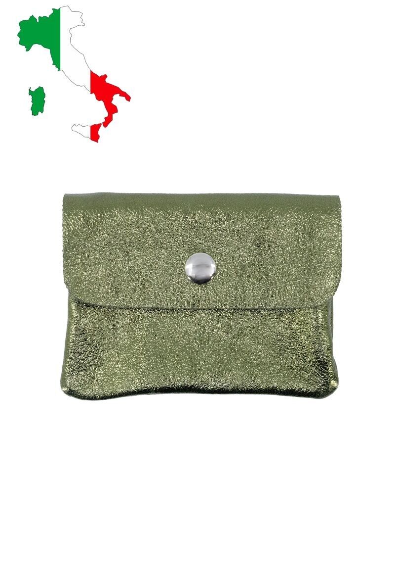Petit porte monnaie en cuir irisé métallisé pailletté ITP1058