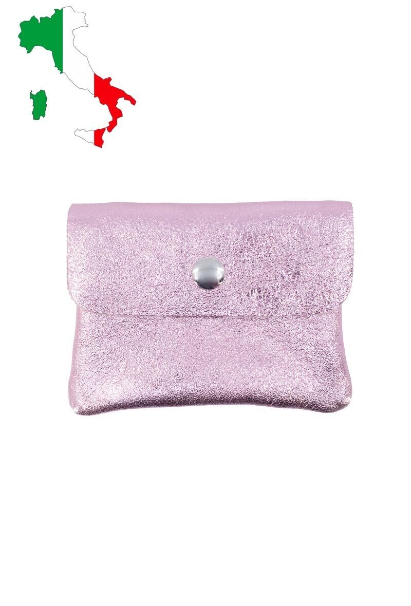 Petit porte monnaie en cuir irisé métallisé pailletté ITP1058