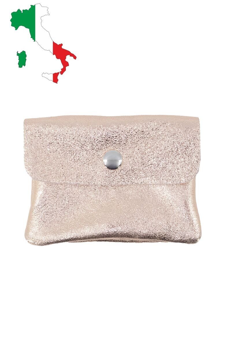 Petit porte monnaie en cuir irisé métallisé pailletté ITP1058