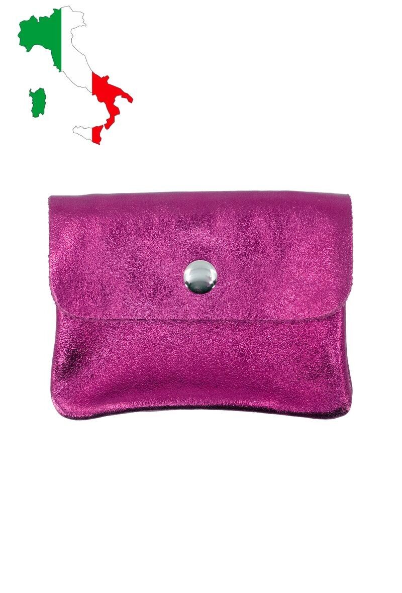 Petit porte monnaie en cuir irisé métallisé pailletté ITP1058