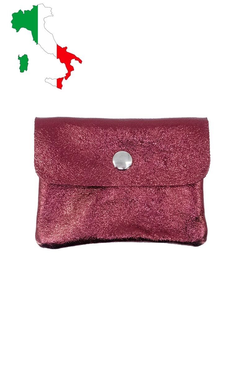 Petit porte monnaie en cuir irisé métallisé pailletté ITP1058