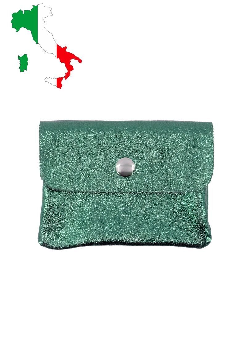 Petit porte monnaie en cuir irisé métallisé pailletté ITP1058