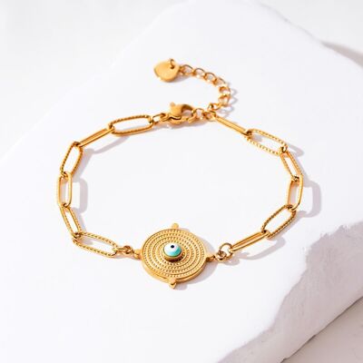 Golden eye pendant bracelet