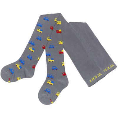 Collant per bambini, Minicars, grigio