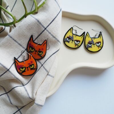 Handmade earrings - Grumpy cat