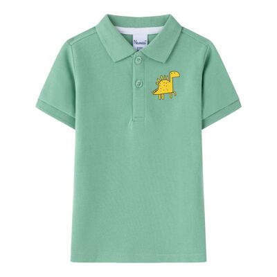 Green short-sleeved polo shirt for boy