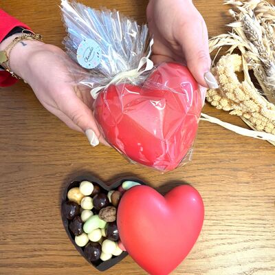 Chocodic - Cuore 3d tutto cioccolato fondente 73% cacao rosso San Valentino nonna mamma festa della nonna