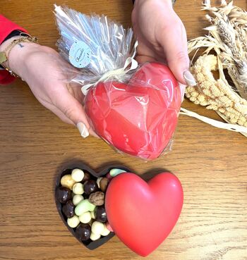 Chocodic - coeur 3d tout chocolat noir 73% de cacao rouge Saint Valentin fête des mamie maman grand mère
