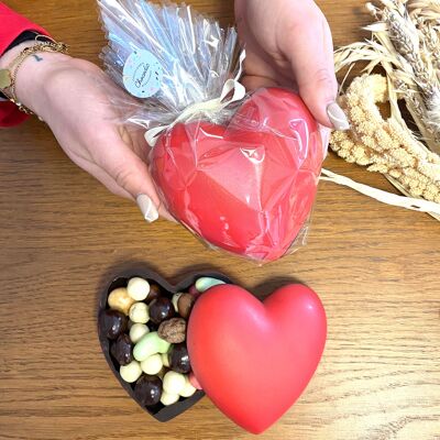 Chocodic - Cuore 3d tutto cioccolato fondente 73% cacao rosso San Valentino nonna mamma festa della nonna