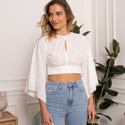Crop-top blouse open in the back Eloise - CK08131