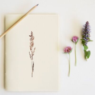 Cuaderno de flores hecho a mano "Graminée calamagrostis" • Colección Empreintes • A5