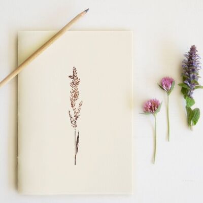 Cuaderno de flores hecho a mano "Graminée calamagrostis" • Colección Empreintes • A5