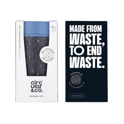 Taza circular de 12 oz gris y azul Rockpool (1 x paquete de 8) Taza de café reutilizable sostenible