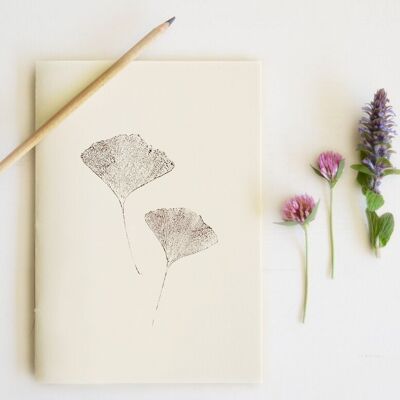 Handgefertigtes Notizbuch „Ginkgo“-Blätter • Empreintes-Kollektion • A5