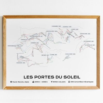 Poster des Pistenplans des Skigebiets Portes du Soleil