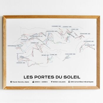 Affiche du plan des pistes de la station de ski des Portes du Soleil