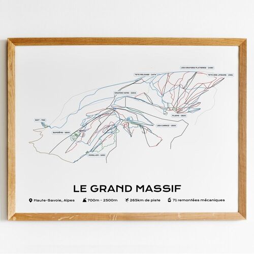 Affiche / Poster du plan des pistes de la station de ski du Grand Massif