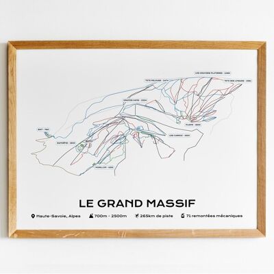 Poster / Poster des Pistenplans des Skigebiets Grand Massif