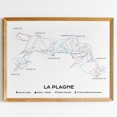 Póster / Póster del mapa de pistas de la estación de esquí de La Plagne