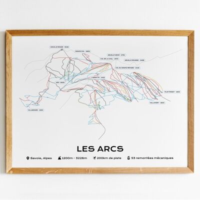 Póster / Póster del mapa de pistas de la estación de esquí de Les Arcs