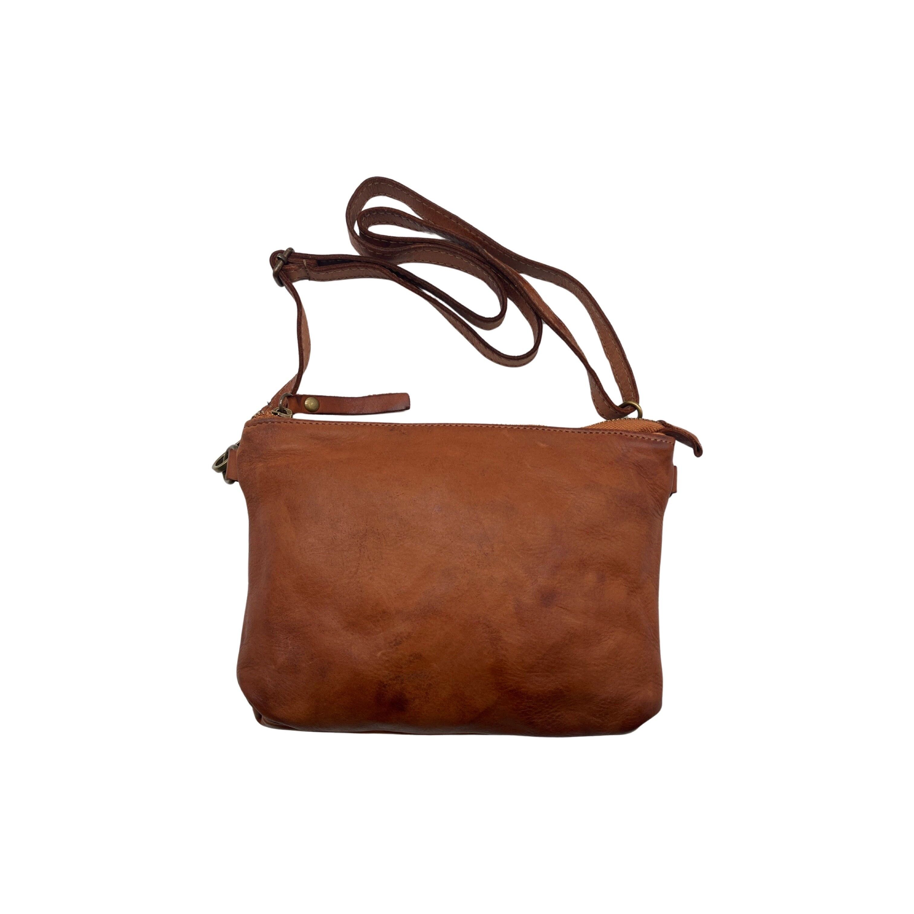 BORSA A TRACOLLA NOAH IN PELLE LAVATA COGNAC